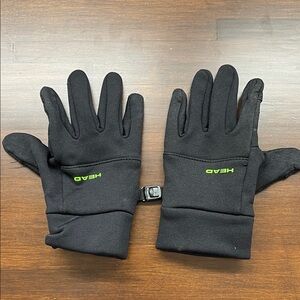 HEAD Black Thermal Gloves with Neon Green Logo